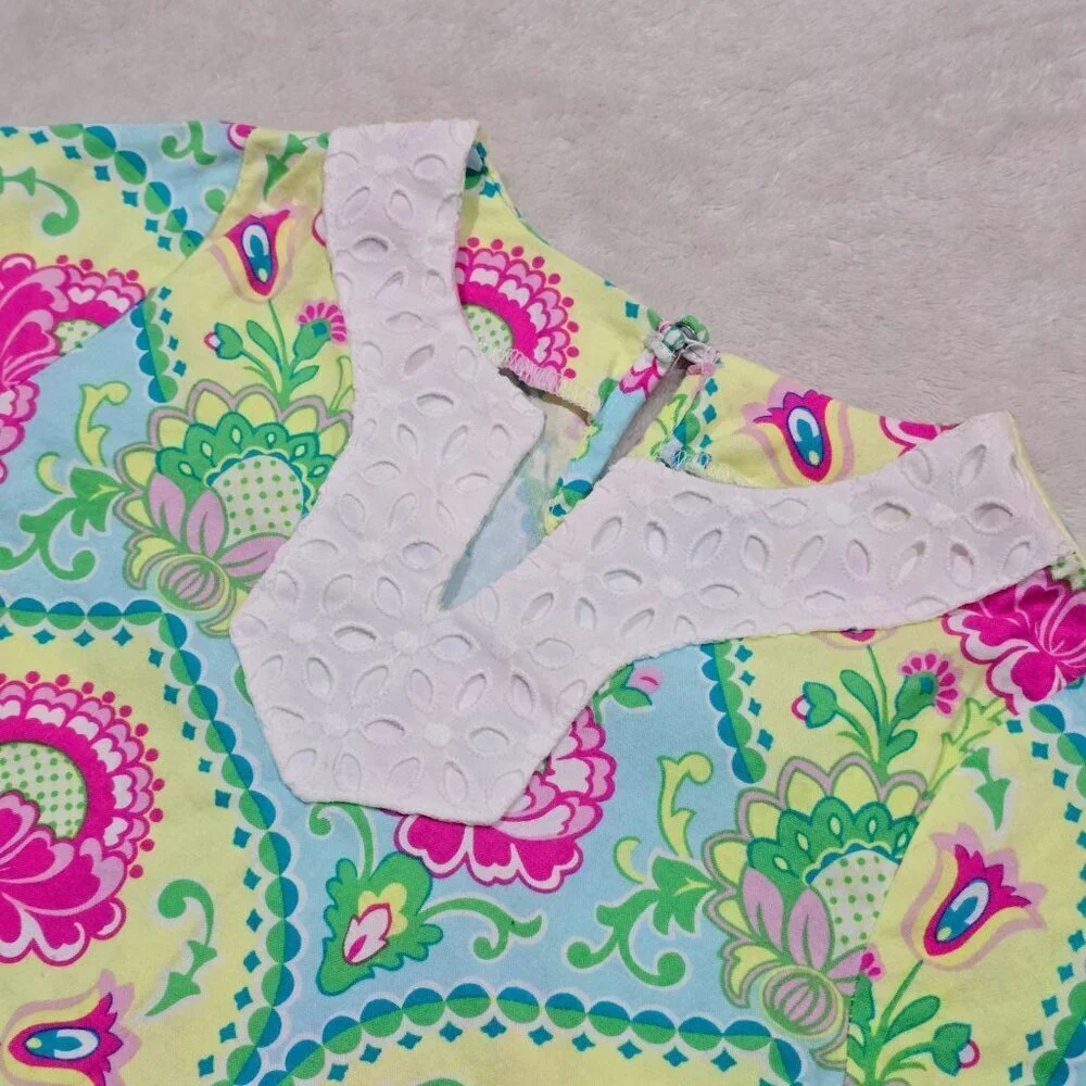 Peaches N Cream Girls Floral Dress Crochet Lace Trim Boho 3/4 Sleeve NWOT Size 8